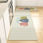Retro Stripe Pumpkin Linen Water Absorbent Floor Mat