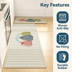 Retro Stripe Pumpkin Linen Water Absorbent Floor Mat