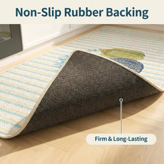 Retro Stripe Pumpkin Linen Water Absorbent Floor Mat