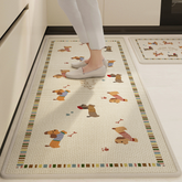 Cute Print Linen Water Absorb Kitchen Rug