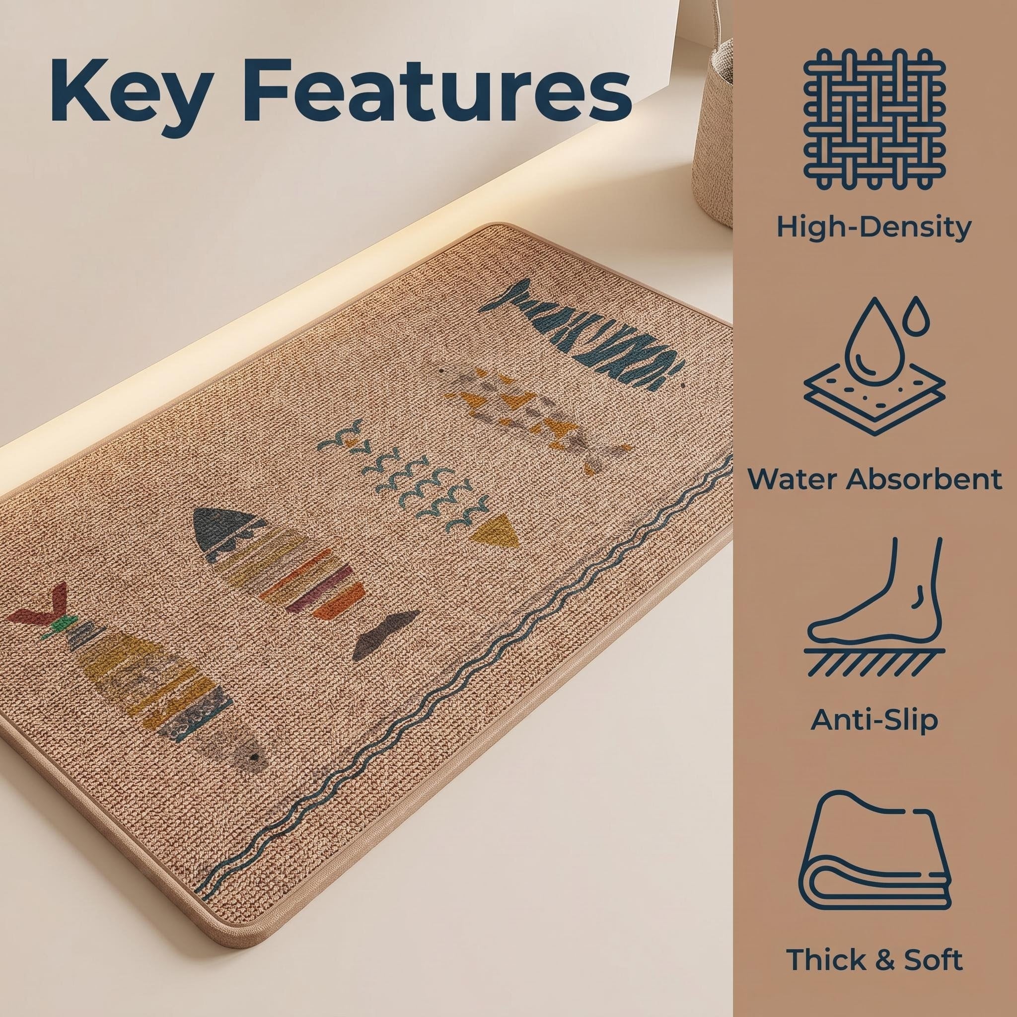 Stainproof Linen Kitchen Floor Mat