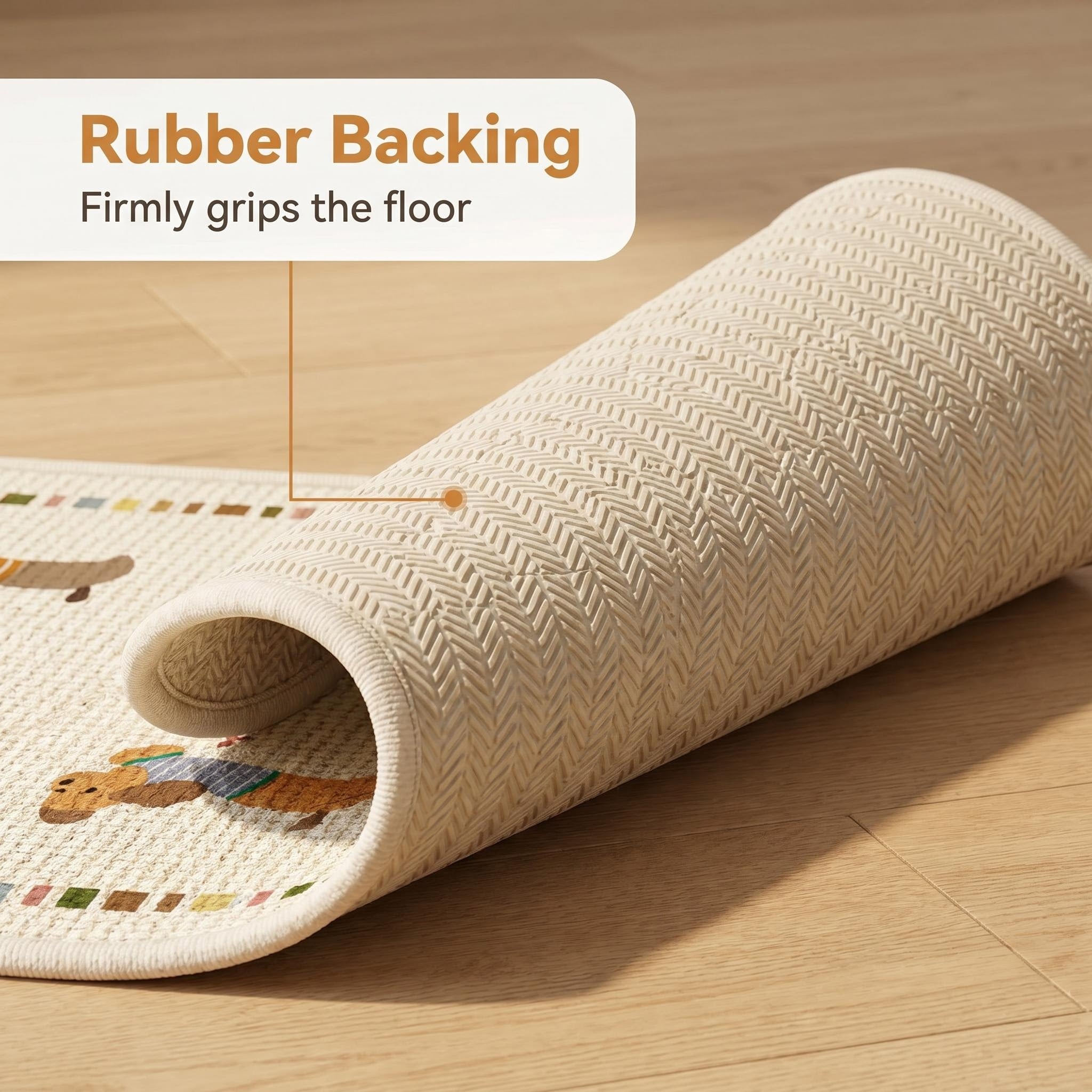 Cute Print Linen Water Absorb Kitchen Rug